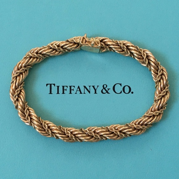 TIFFANY & CO. Vintage 14K Gold Twisted Rope Bracelet - Picture 1 of 13